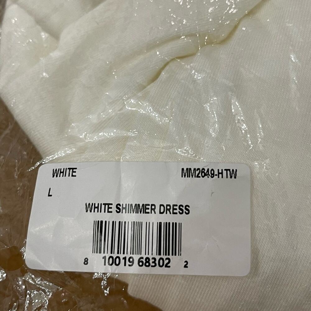 New ~ AREA STARS ~ Cutout Shimmer Midi Dress In White L - Picture 6 of 9